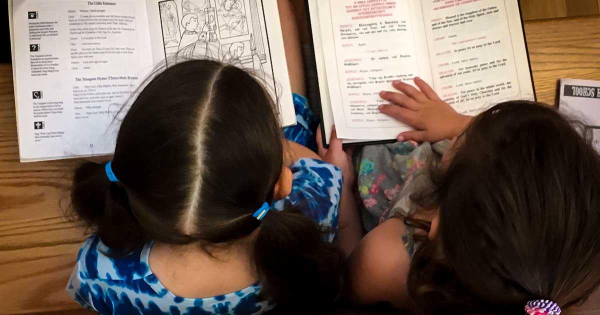 Sunday School students reading